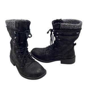 Roxy Women's Black Mid-Calf Combat Boots Size 8 Casual Lace Up